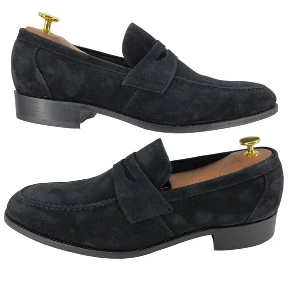 NEW Barker England UK Dress Shoes Black Suede Leather Penny Loafers Mens 11.5 - Picture 4 of 11